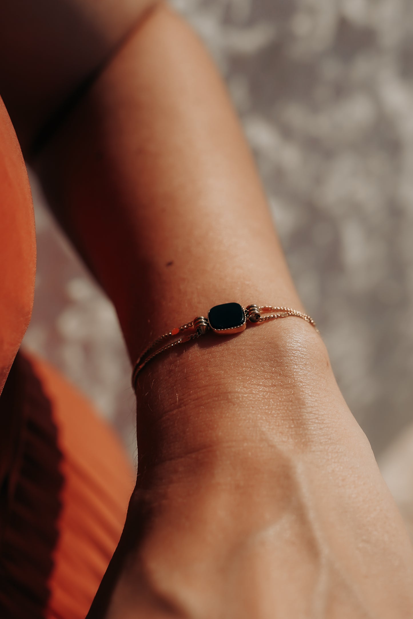 Izmir | Bracelet en acier inoxydable et pierre naturelle | Onyx | Doré