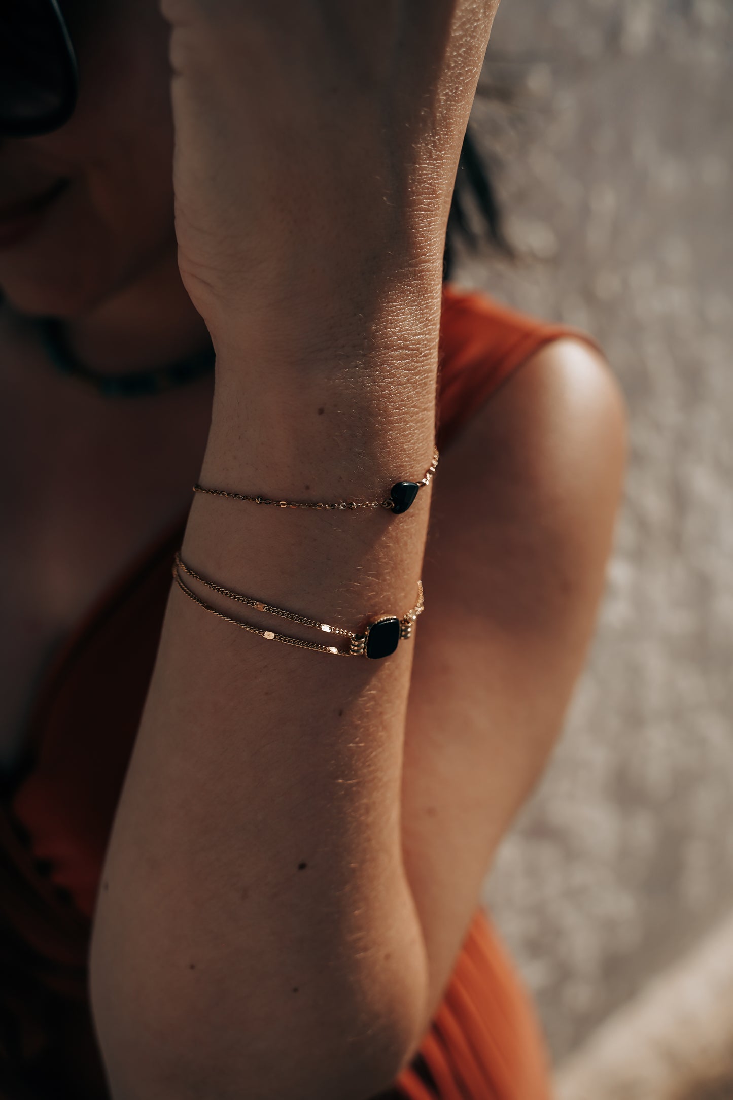 Izmir | Bracelet en acier inoxydable et pierre naturelle | Onyx | Doré