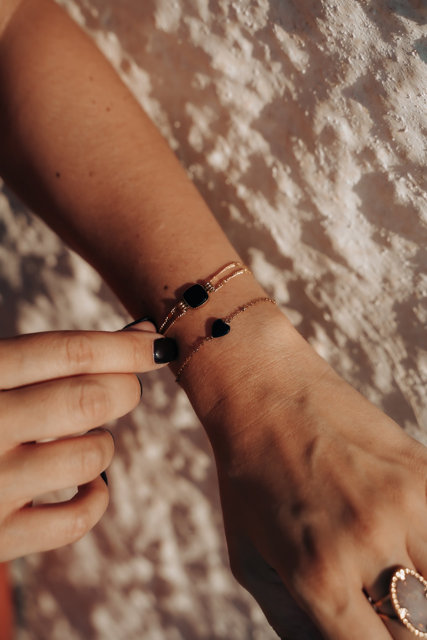 Izmir | Bracelet en acier inoxydable et pierre naturelle | Onyx | Doré