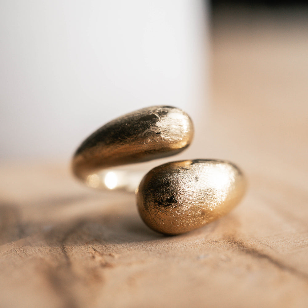 Barbade | Bague en acier inoxydable | Brossé | Doré