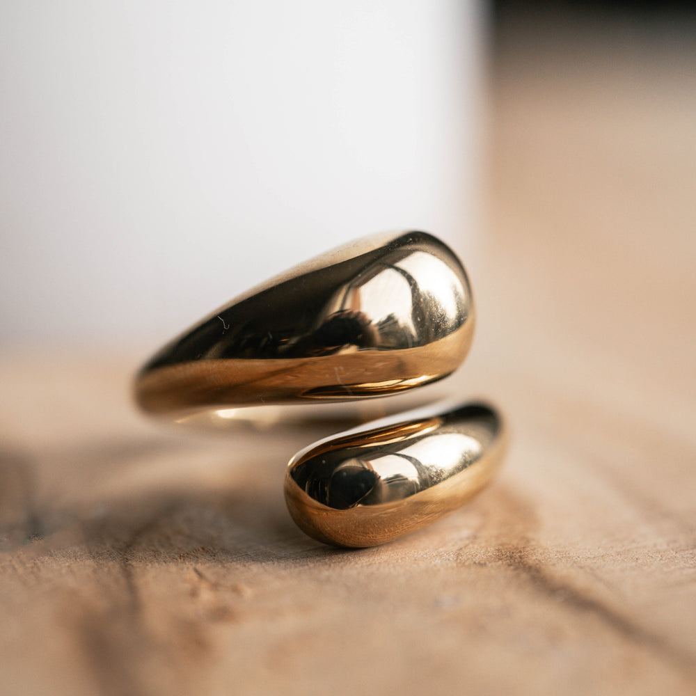 Barbade | Bague en acier inoxydable | Lisse | Doré