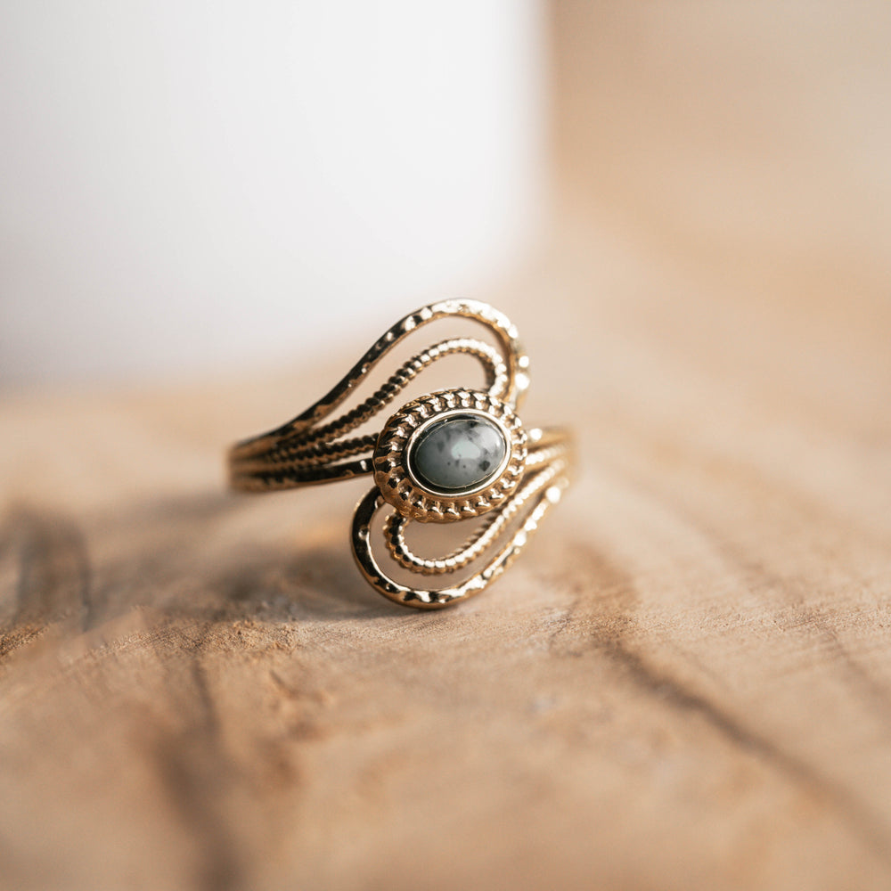 Playa del Carmen | Bague en acier inoxydable et pierre naturelle | Turquoise africaine | Doré