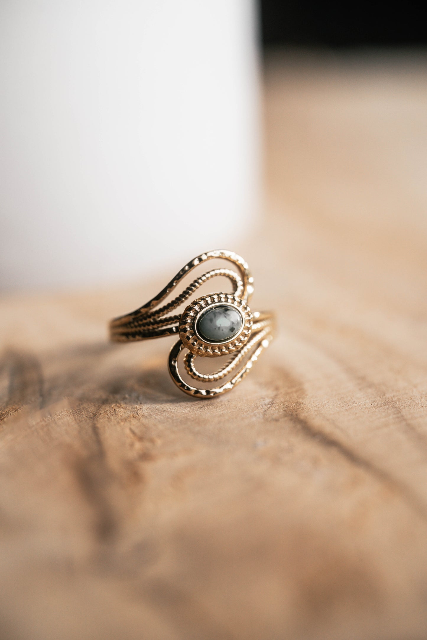 Playa del Carmen | Bague en acier inoxydable et pierre naturelle | Turquoise africaine | Doré