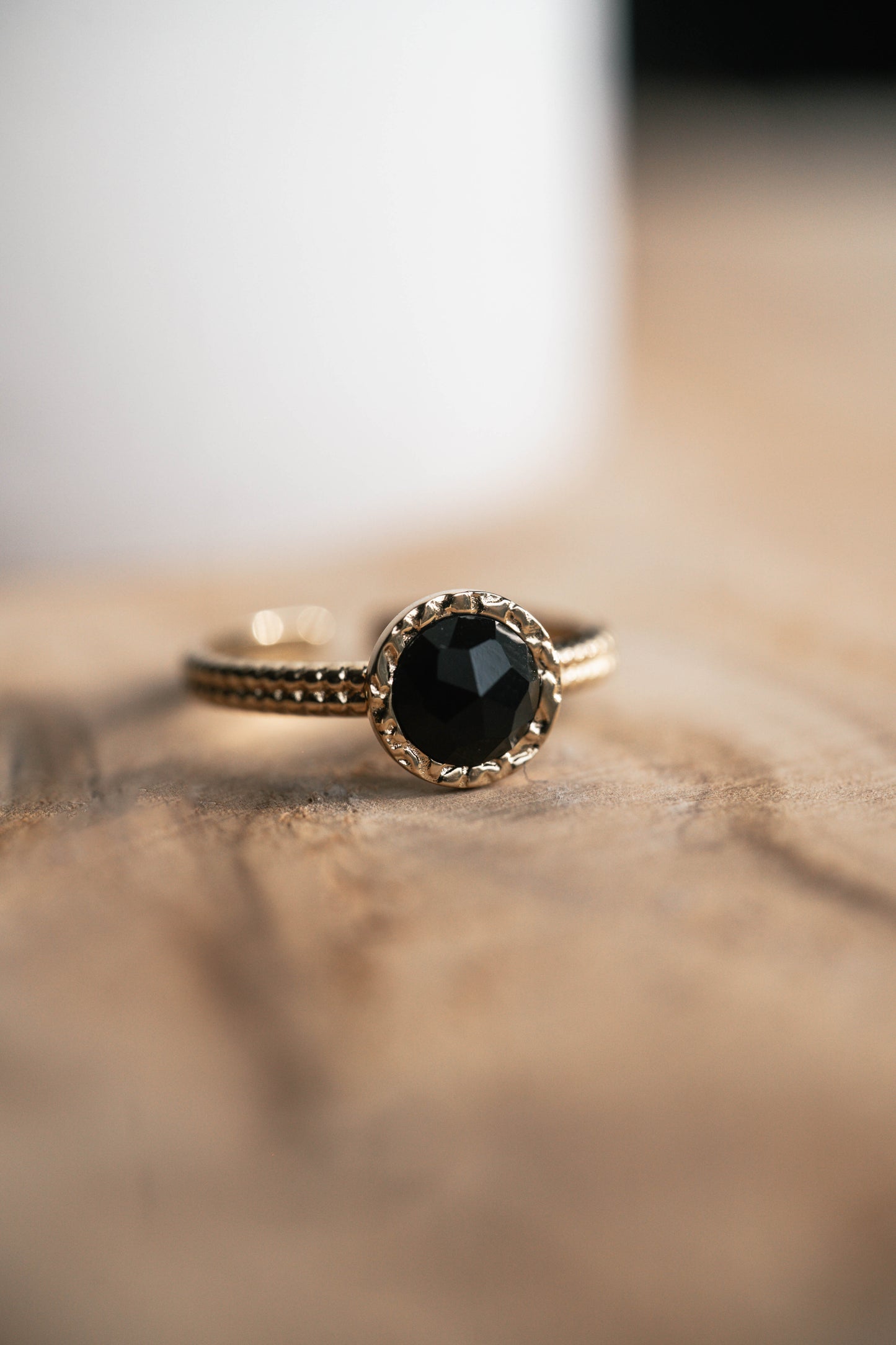 Tijuana | Bague en acier inoxydable et pierre naturelle | Onyx | Doré