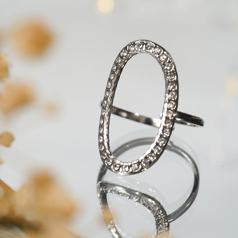 Astra | Bague strass en acier inoxydable | Argenté