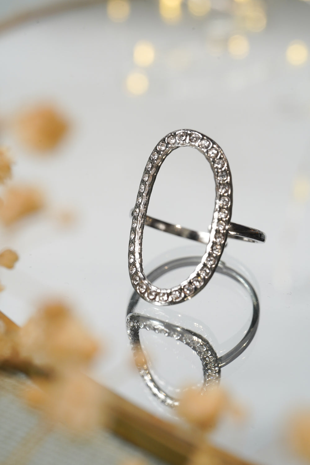 Astra | Bague strass en acier inoxydable | Argenté