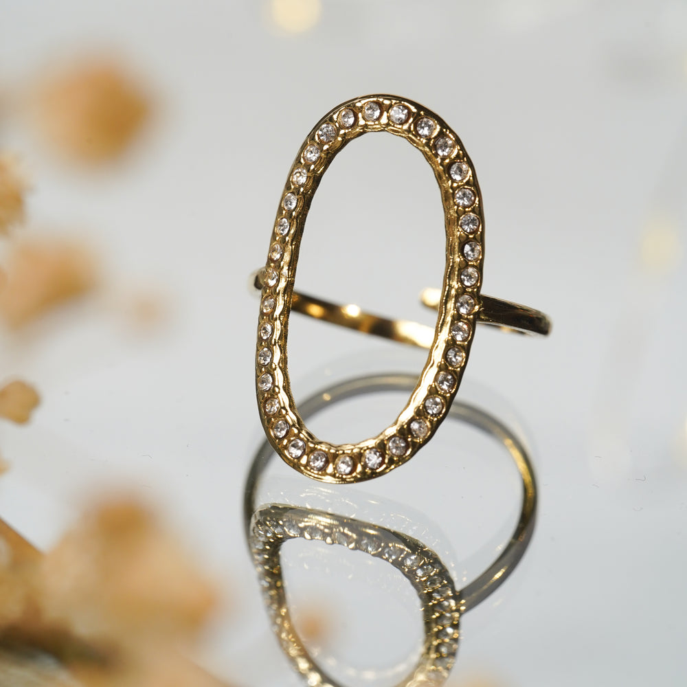 Astra | Bague strass en acier inoxydable | Doré