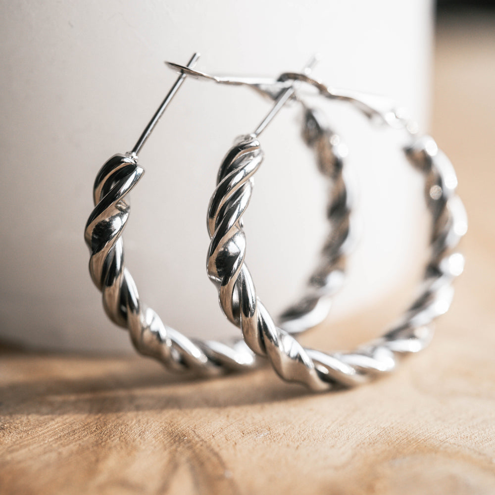 Helsinki | Boucles d'oreilles / créoles en acier inoxydable | Argenté