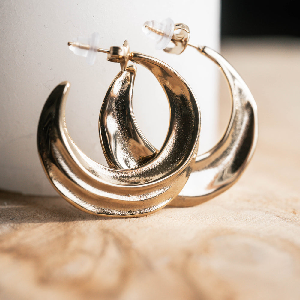 Dubaï | Boucles d'oreilles / Créoles en acier inoxydable | Doré