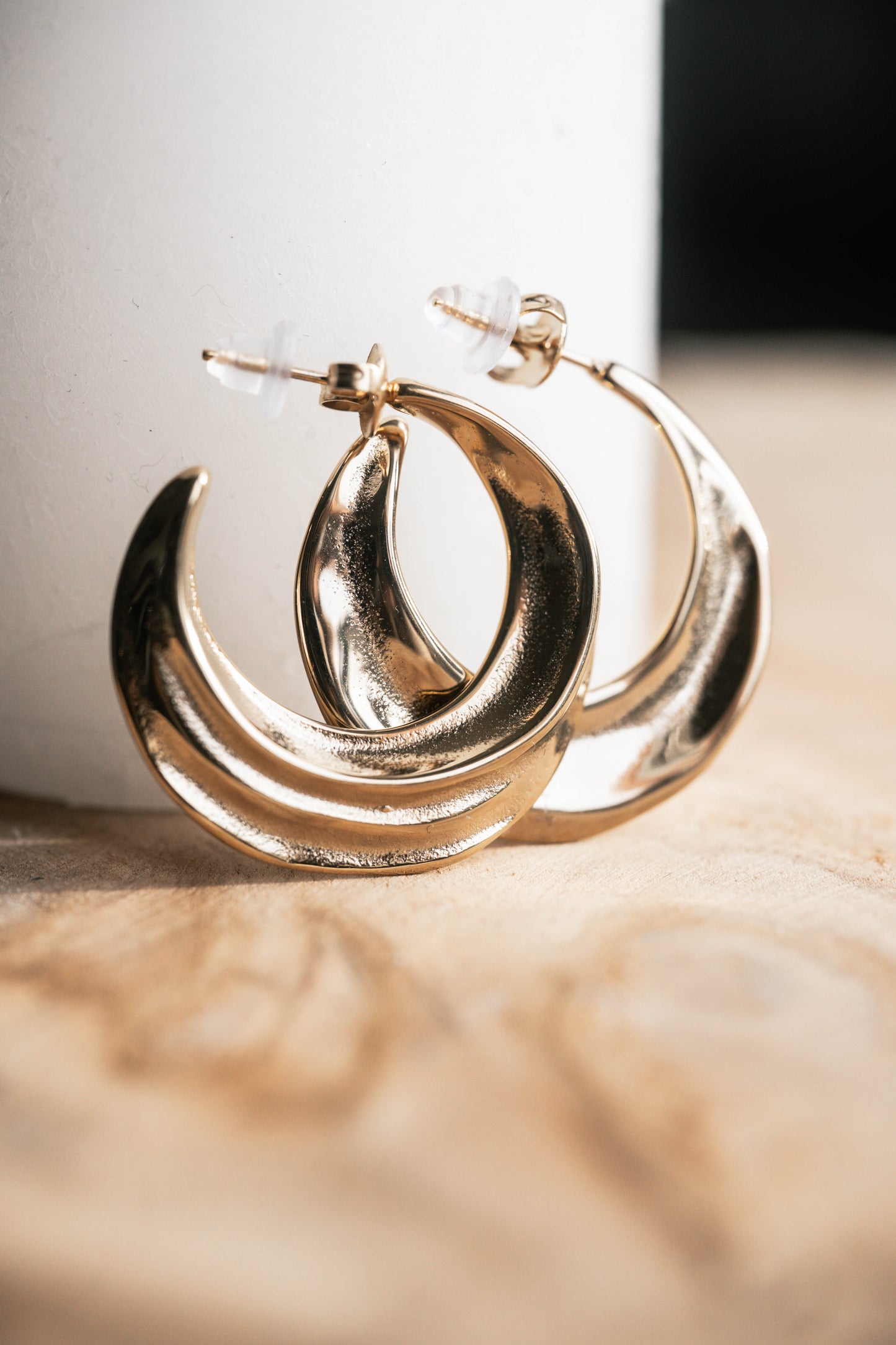 Dubaï | Boucles d'oreilles / Créoles en acier inoxydable | Doré