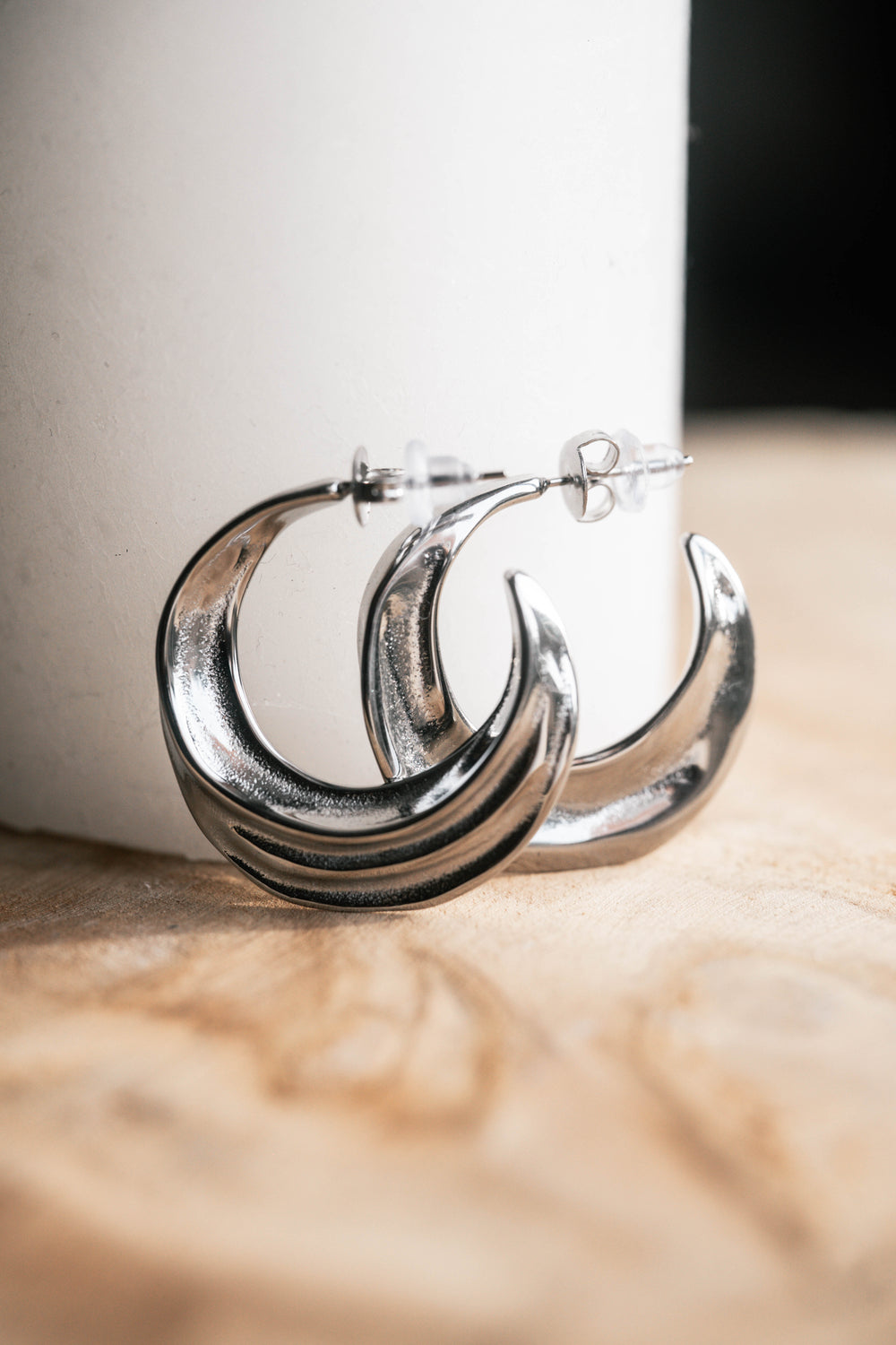 Dubaï | Boucles d'oreilles / créoles en acier inoxydable | Argenté