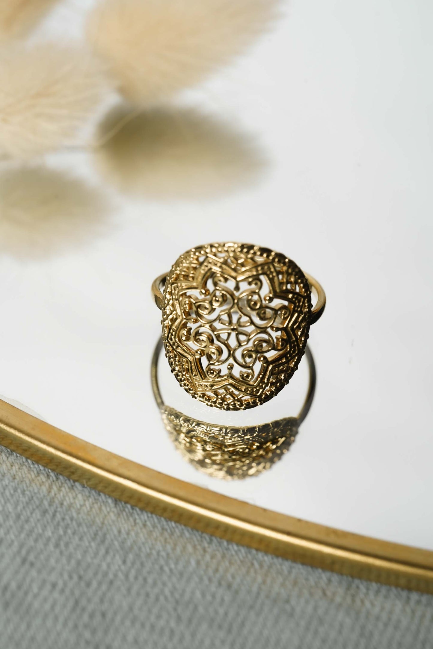 Mérida | Bague en acier inoxydable | Doré