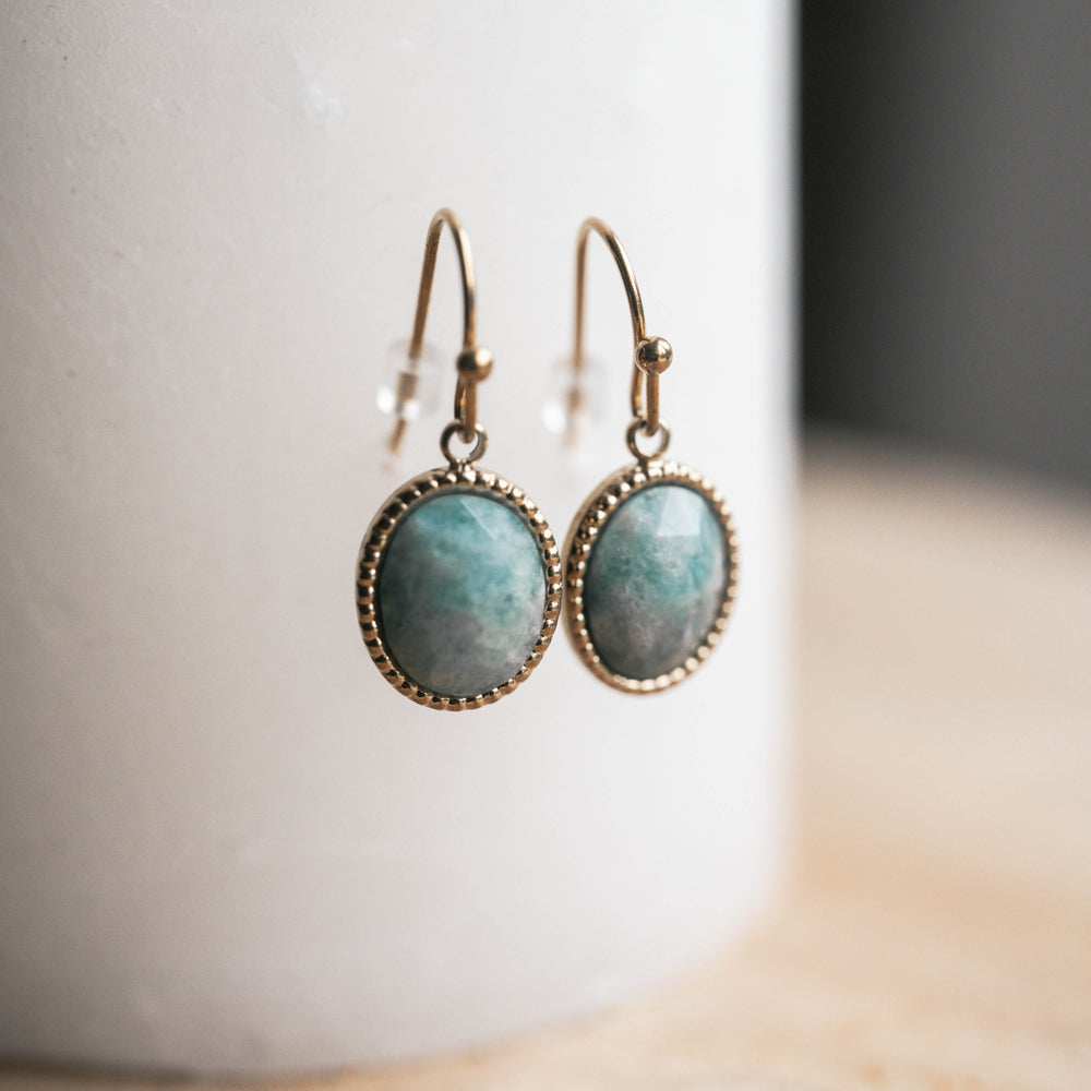 Vérone | Boucles en acier inoxydable et pierres naturelles | Amazonite | Doré