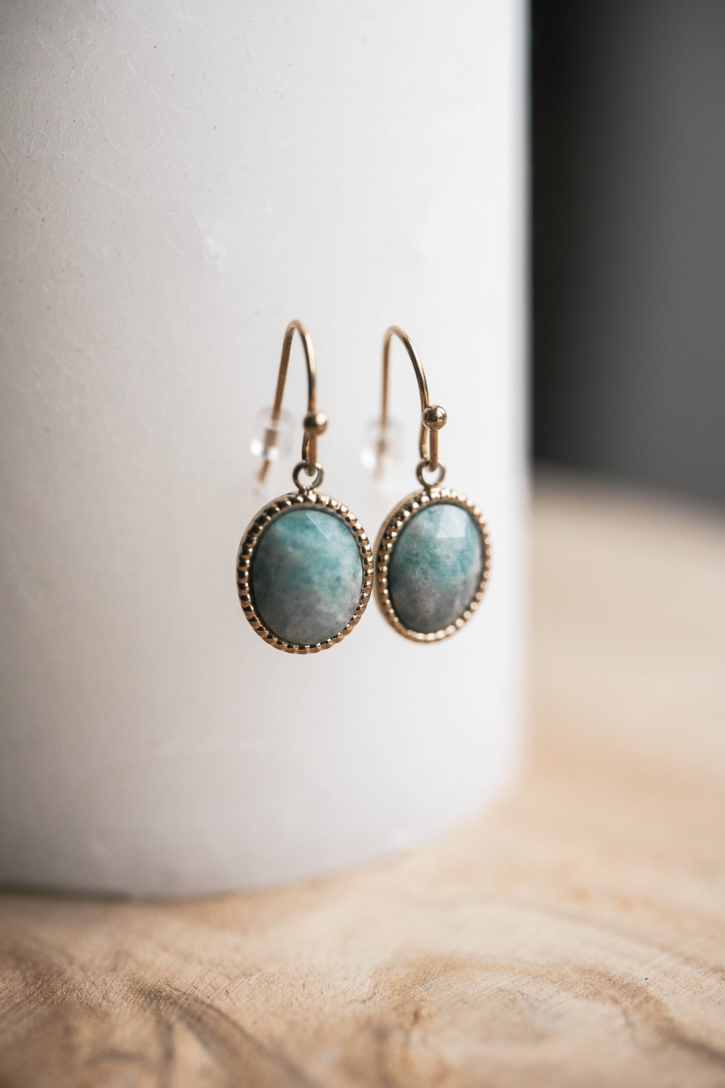 Vérone | Boucles en acier inoxydable et pierres naturelles | Amazonite | Doré