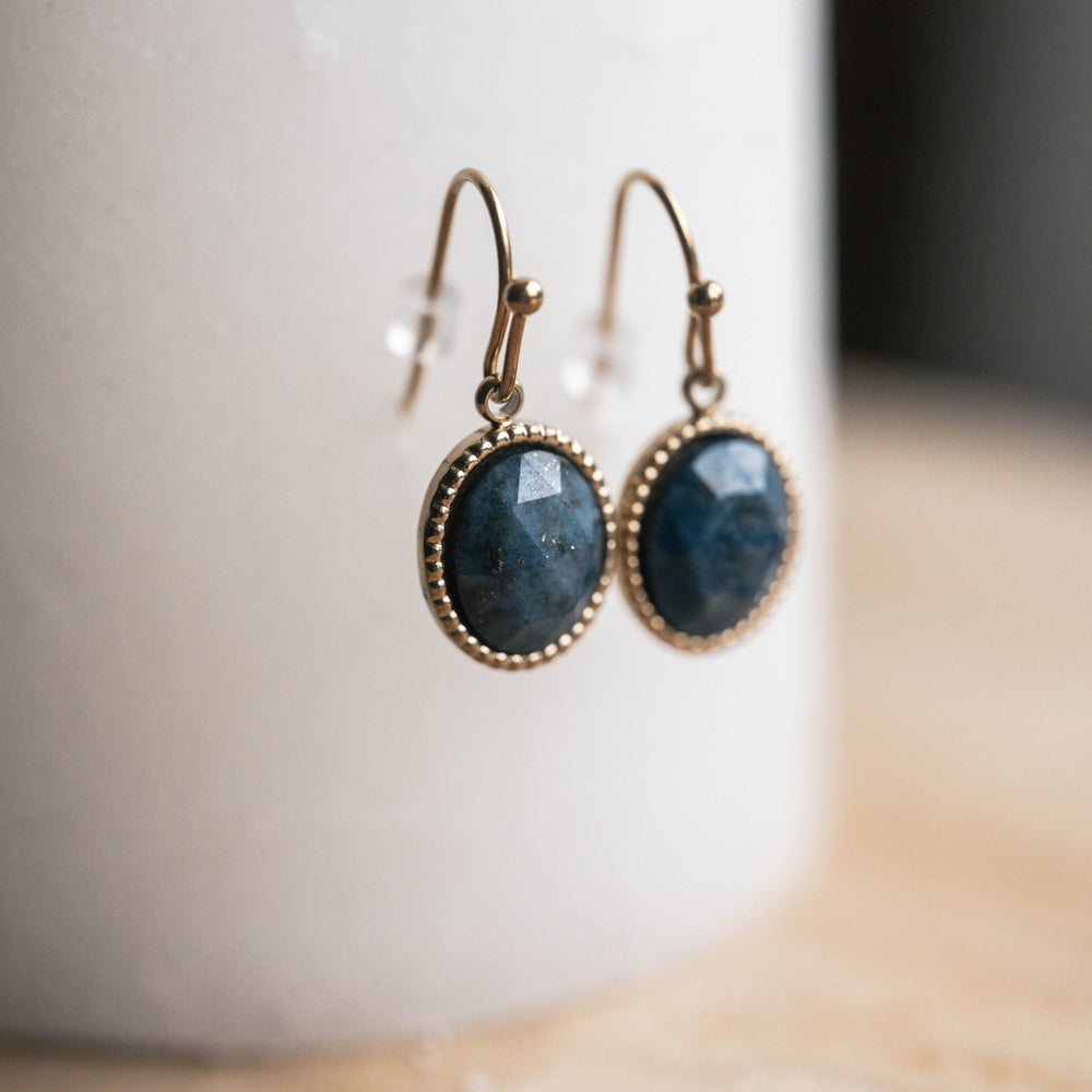 Vérone | Boucles d'oreilles en acier inoxydable et pierres naturelles | Lapis Lazuli