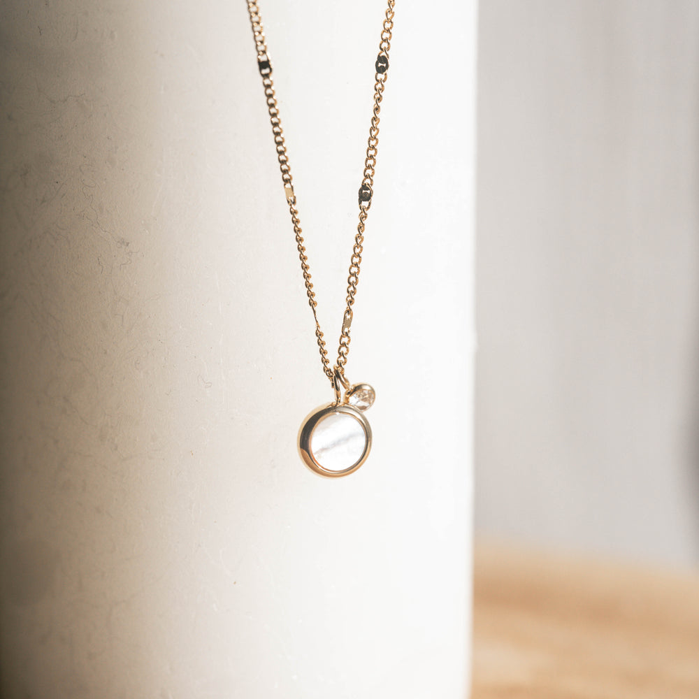 Mexico | Collier en acier inoxydable et pierre naturelle | Nacre | Doré