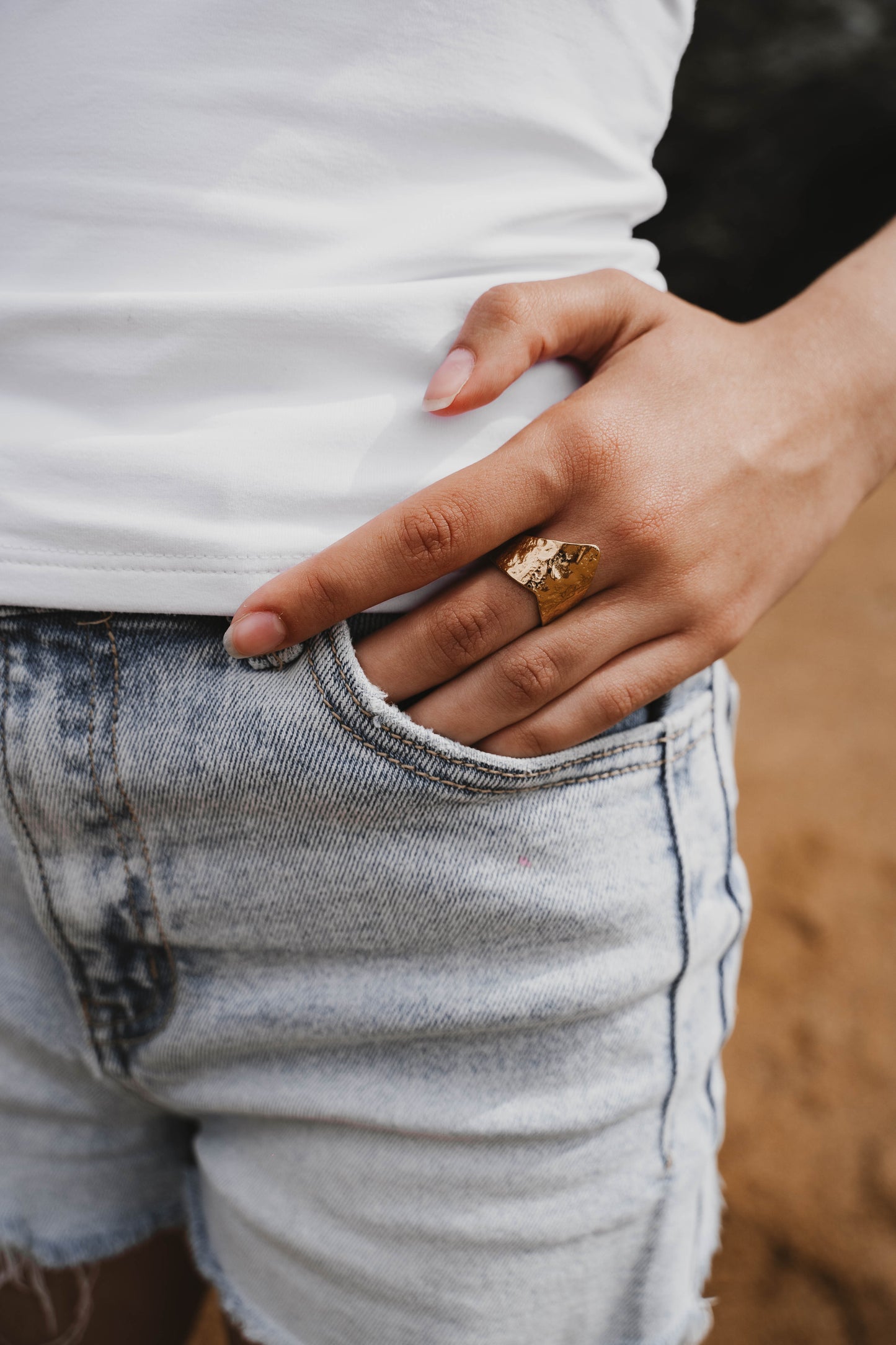 Lyon | Bague en acier inoxydable | Doré