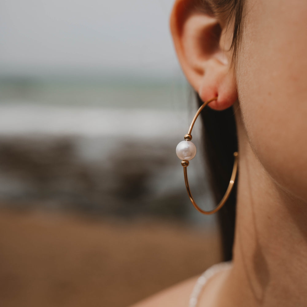 Moorea | Boucles d'oreilles / Créoles en acier inoxydable | Doré