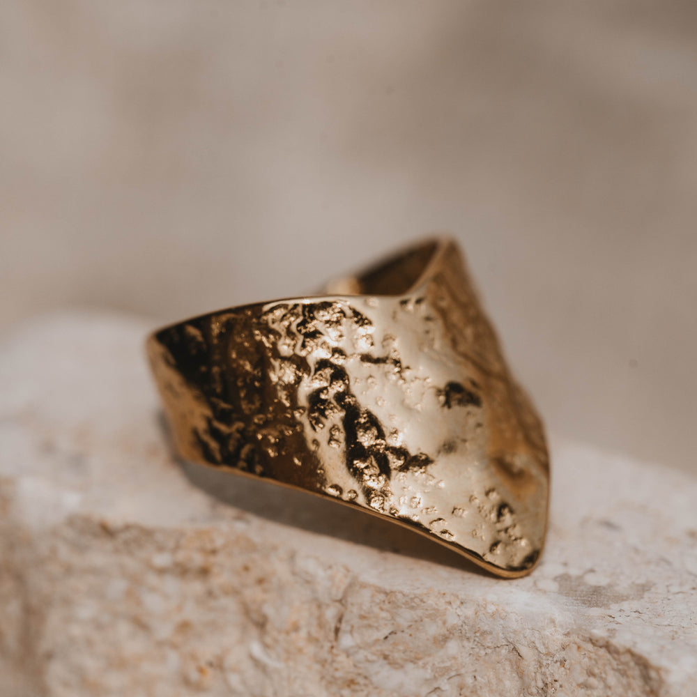 Lyon | Bague en acier inoxydable | Doré