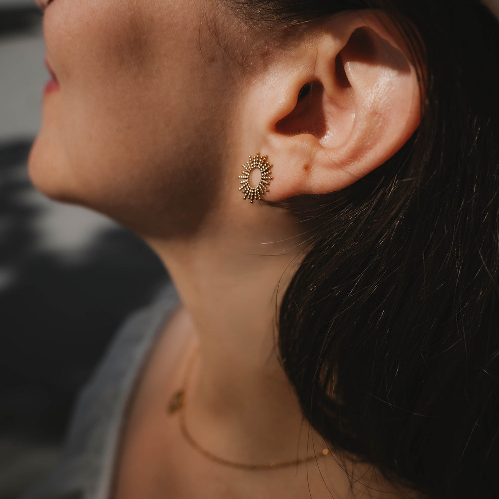Hélios | Boucles d'oreilles/puces en acier inoxydable | Doré