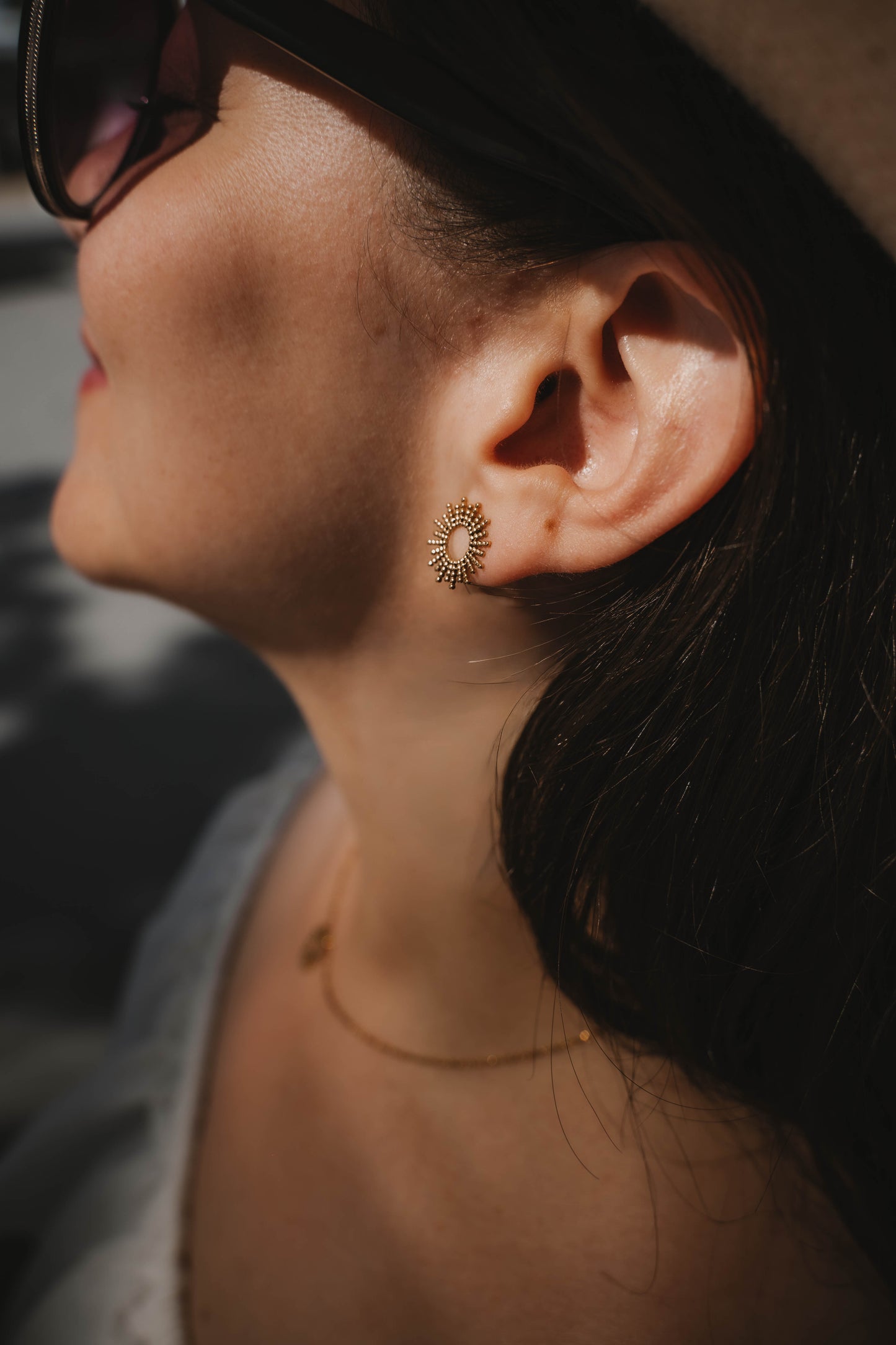 Hélios | Boucles d'oreilles/puces en acier inoxydable | Doré