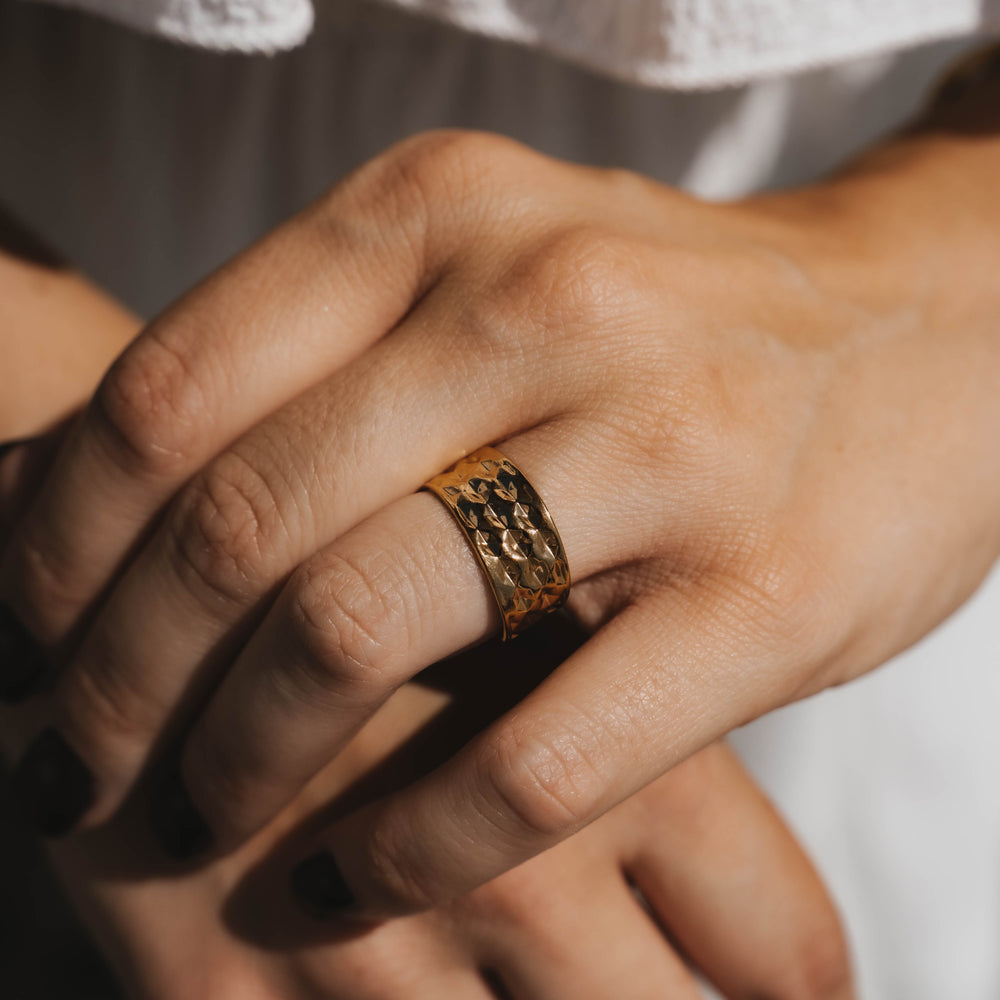 Caracas | Bague en acier inoxydable | Doré