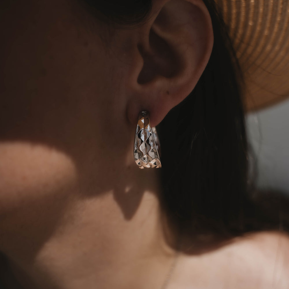 Caracas | Boucles d'oreilles / créoles en acier inoxydable | Argenté