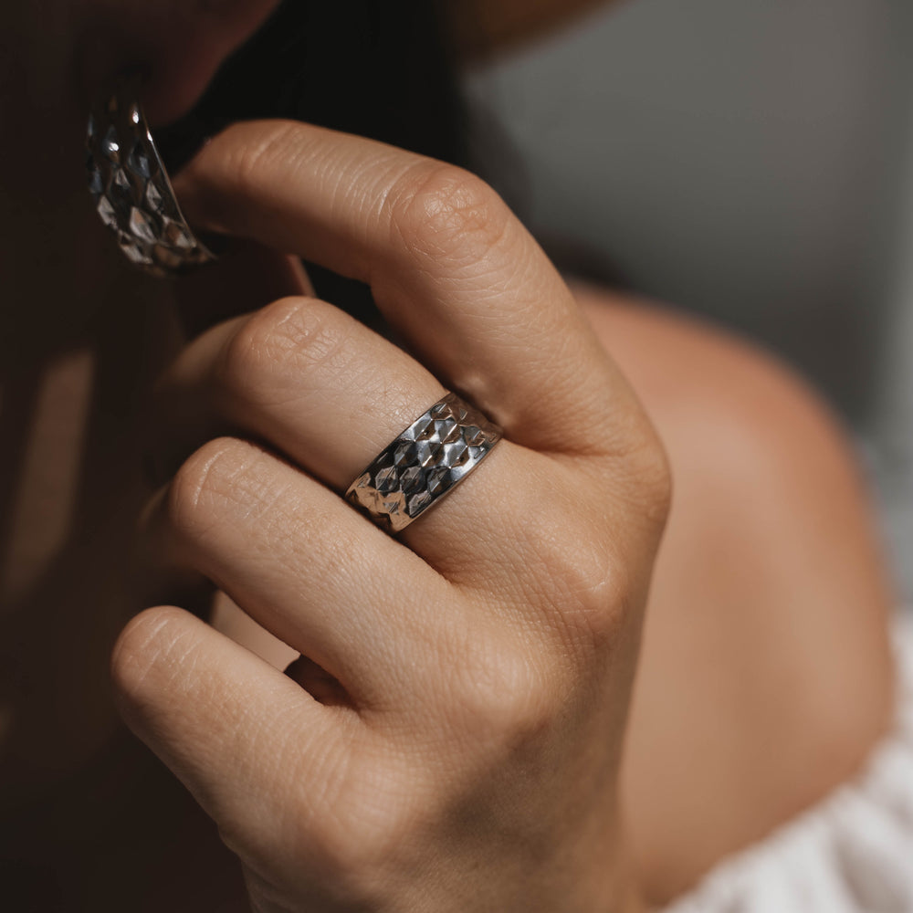 Caracas | Bague en acier inoxydable | Argenté