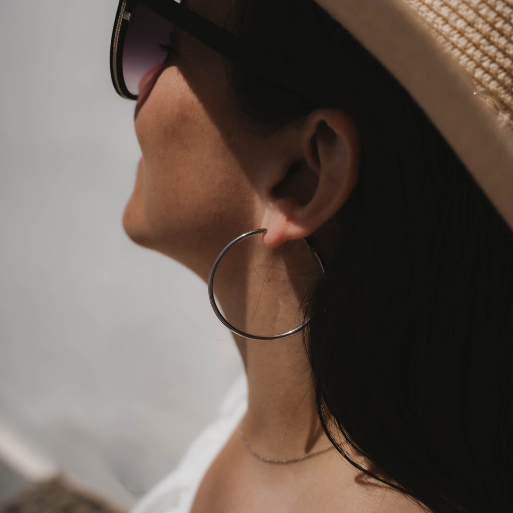 Chicago | Boucles d'oreilles / créoles en acier inoxydable | 5 cm | Argenté