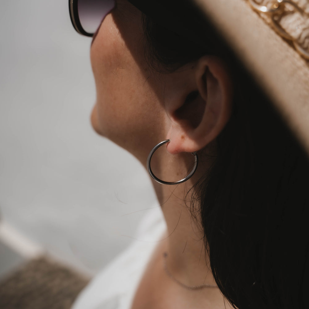Chicago | Boucles d'oreilles / créoles en acier inoxydable | 3cm | Argenté