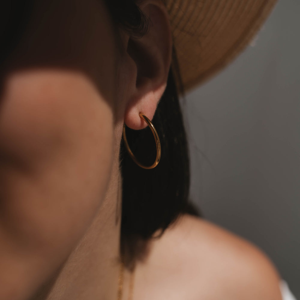 
                      
                        Chicago | Boucles d'oreilles / créoles en acier inoxydable  | 3 cm | Doré
                      
                    