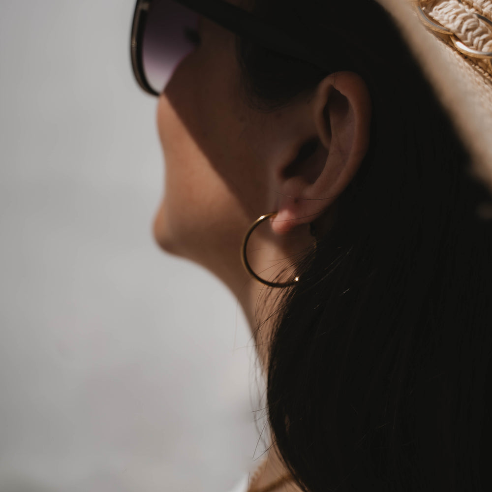 Chicago | Boucles d'oreilles / créoles en acier inoxydable  | 3 cm | Doré