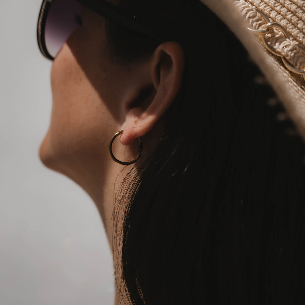 Chicago | Boucles d'oreilles / créoles en acier inoxydable | 2cm | Doré