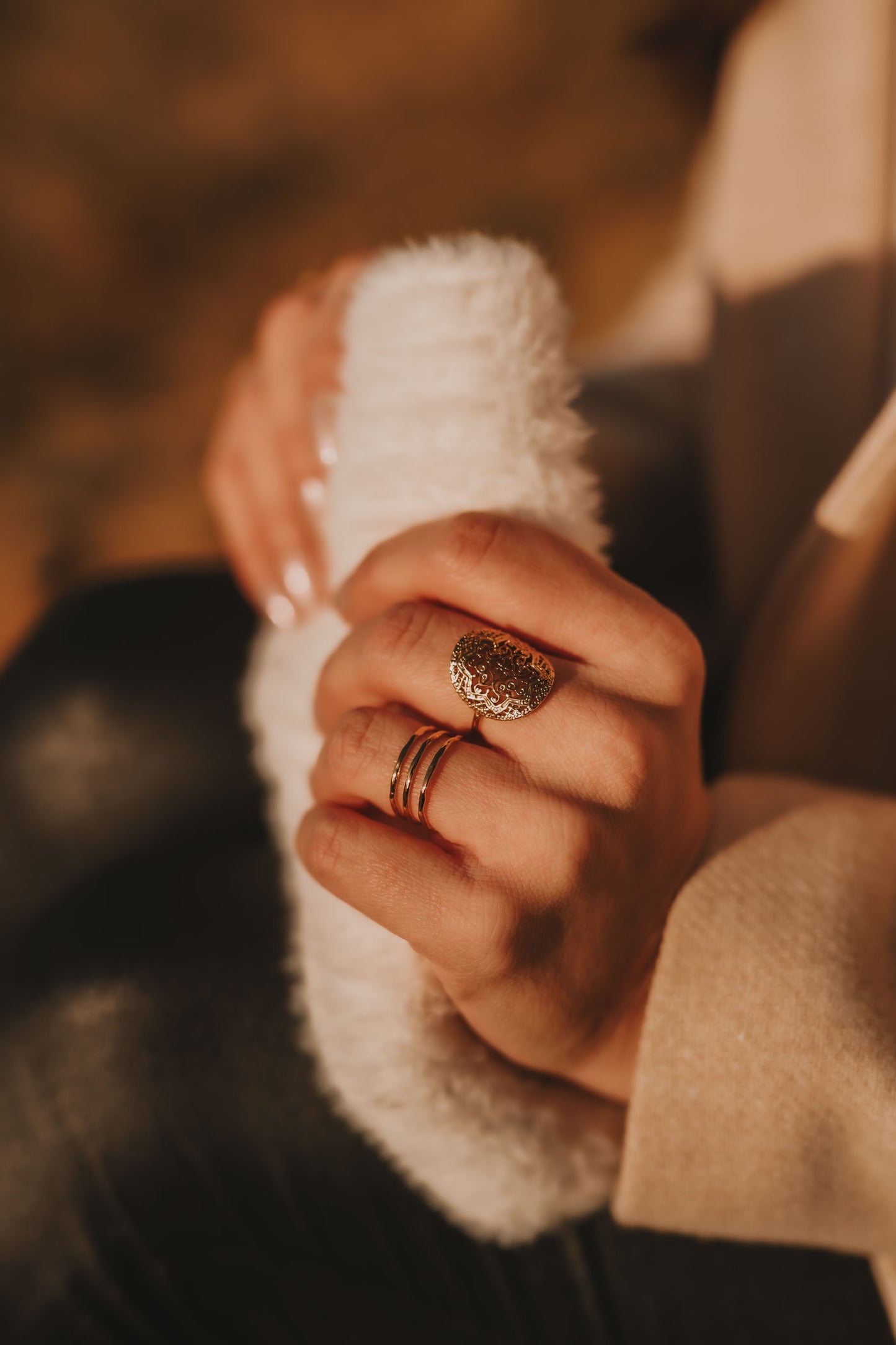 Mérida | Bague en acier inoxydable | Doré