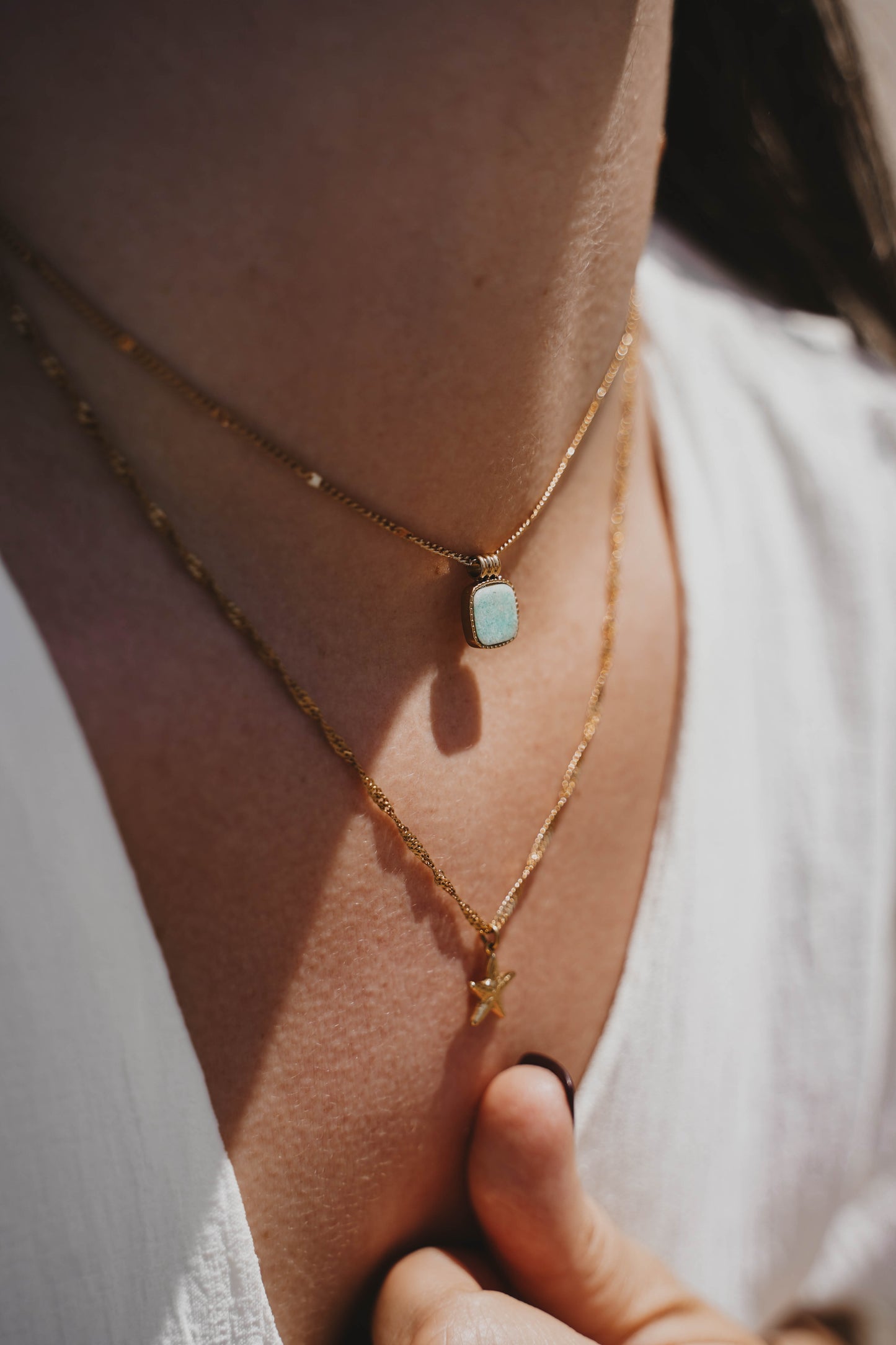 Izmir | Collier en acier inoxydable et pierre naturelle | Turquoise Africaine | Doré
