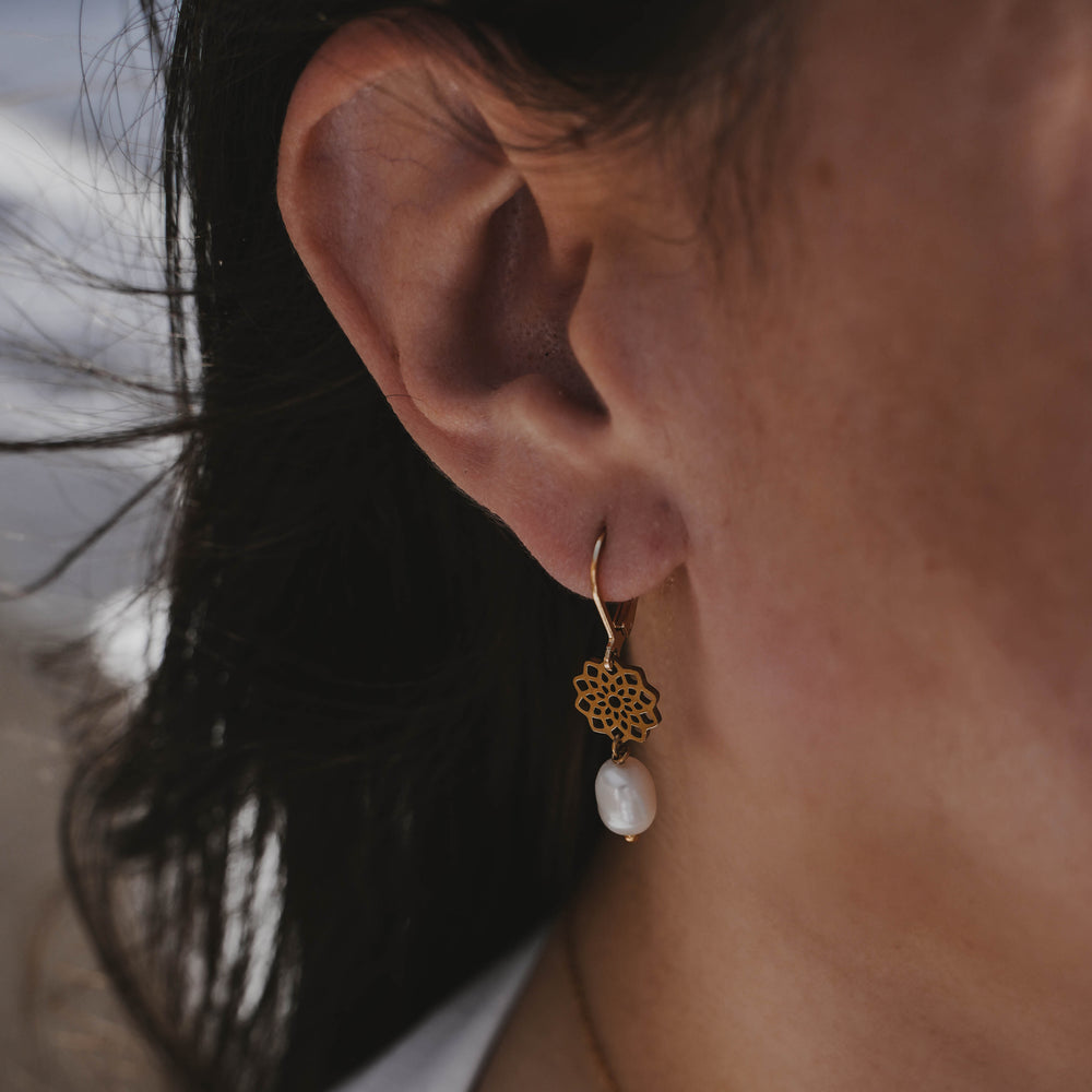 Cinq Terre | Boucles d'oreilles en acier inoxydable et pierres naturelles | Doré