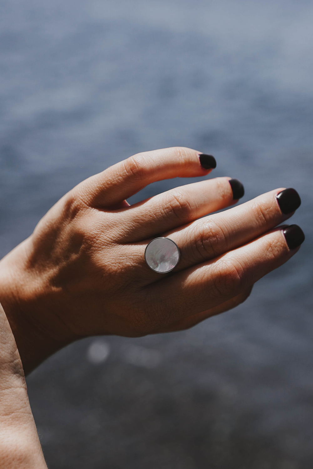 Naples | Bague en acier inoxydable et pierres naturelles | Nacre | Argenté