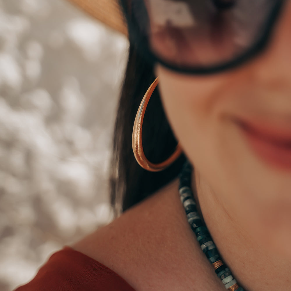 Rosario | Boucles d'oreilles  / créoles en acier inoxydable | 5,5cm | Doré