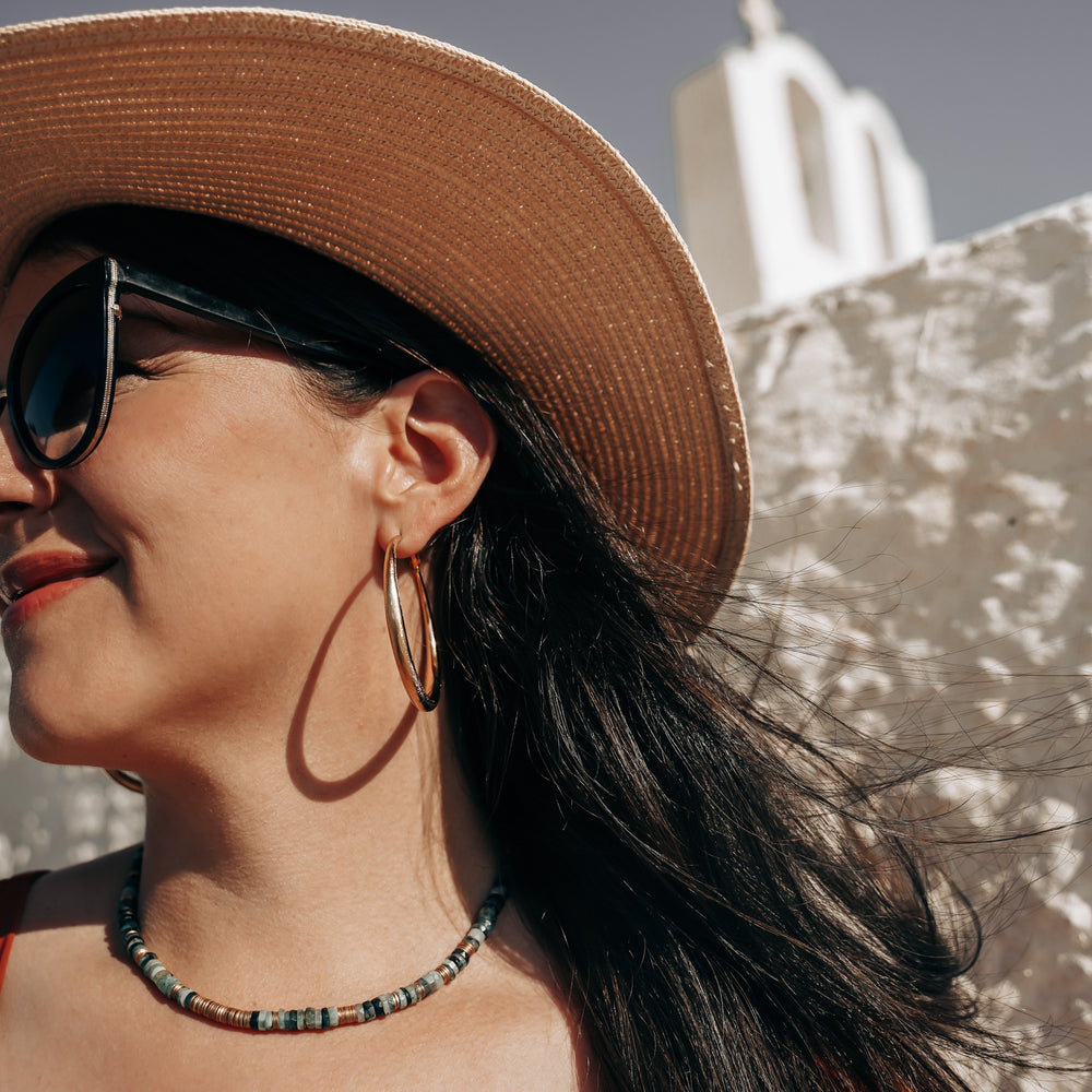 
                      
                        Rosario | Boucles d'oreilles  / créoles en acier inoxydable | 5,5cm | Doré
                      
                    