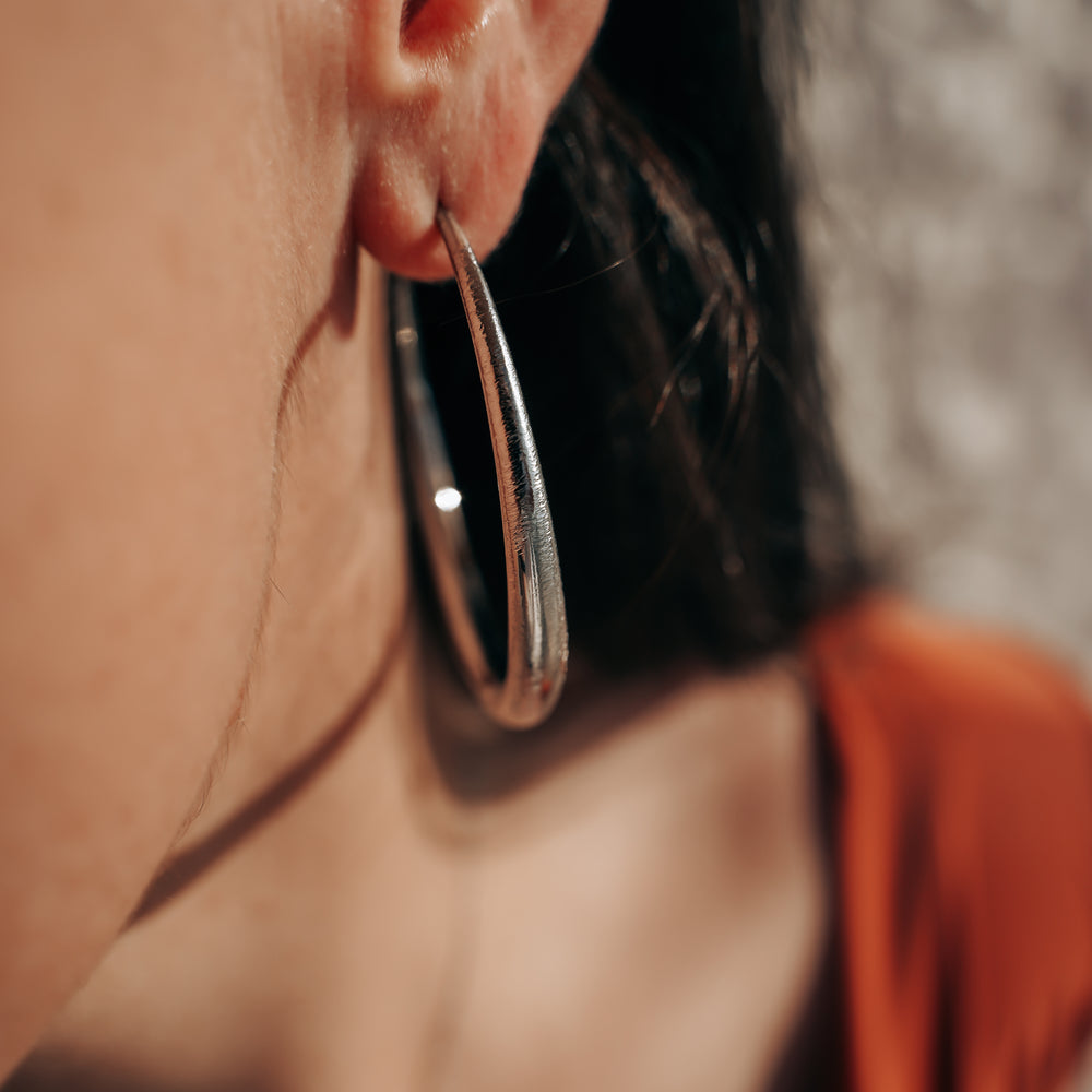 Rosario | Boucles d'oreilles / créoles en acier inoxydable | 5,5cm | Argenté