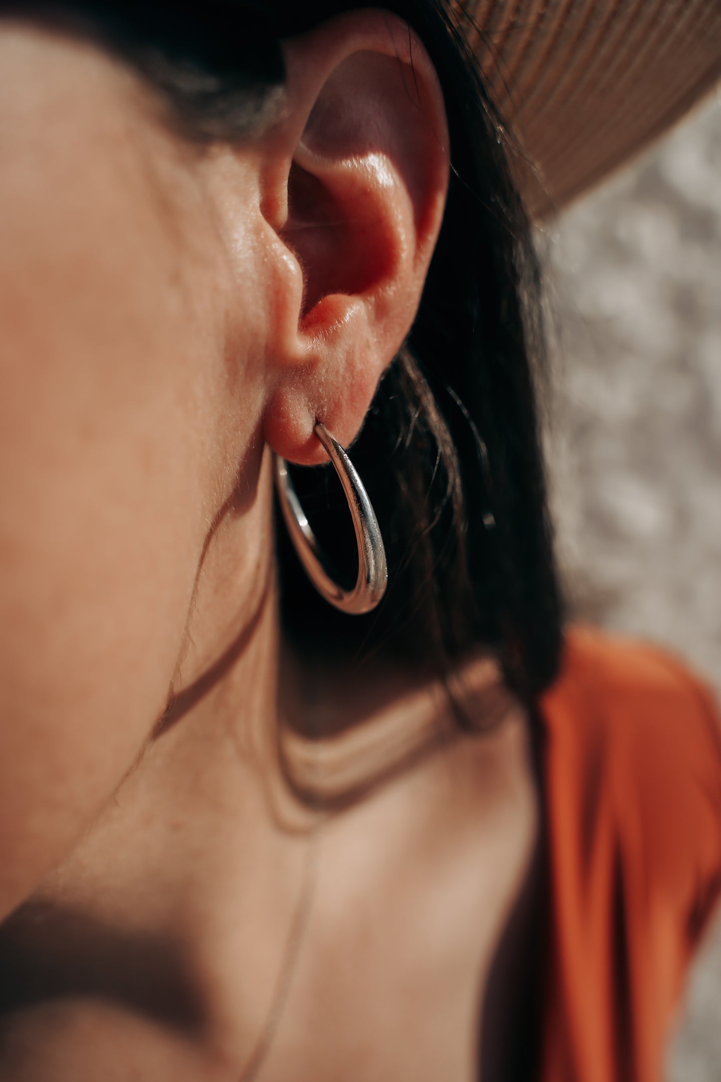 Rosario | Boucles d'oreilles / créoles en acier inoxydable | 3,5cm | Argenté