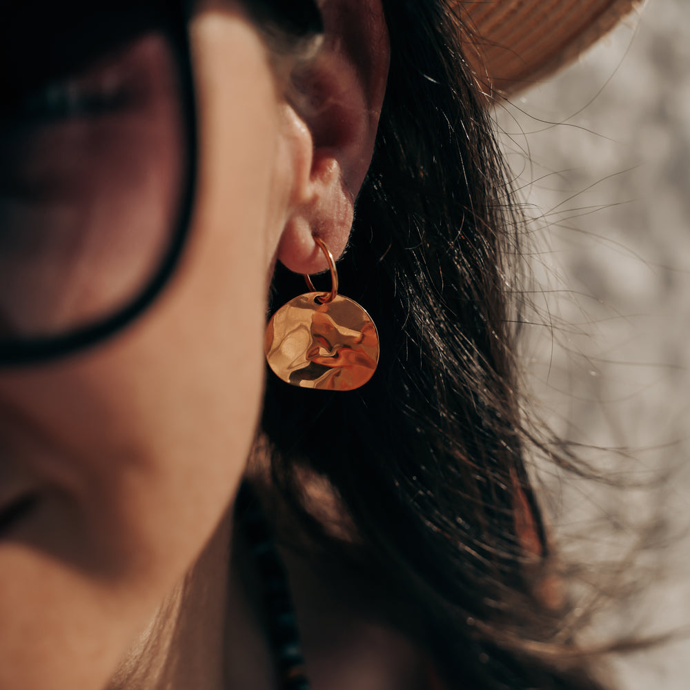 Palma | Boucles d'oreilles / créoles en acier inoxydable | Doré