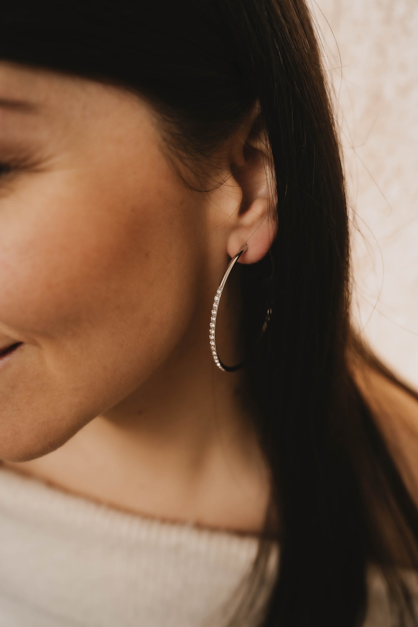 Monaco | Boucles d'oreilles / créoles en acier inoxydable | 5cm | Argenté