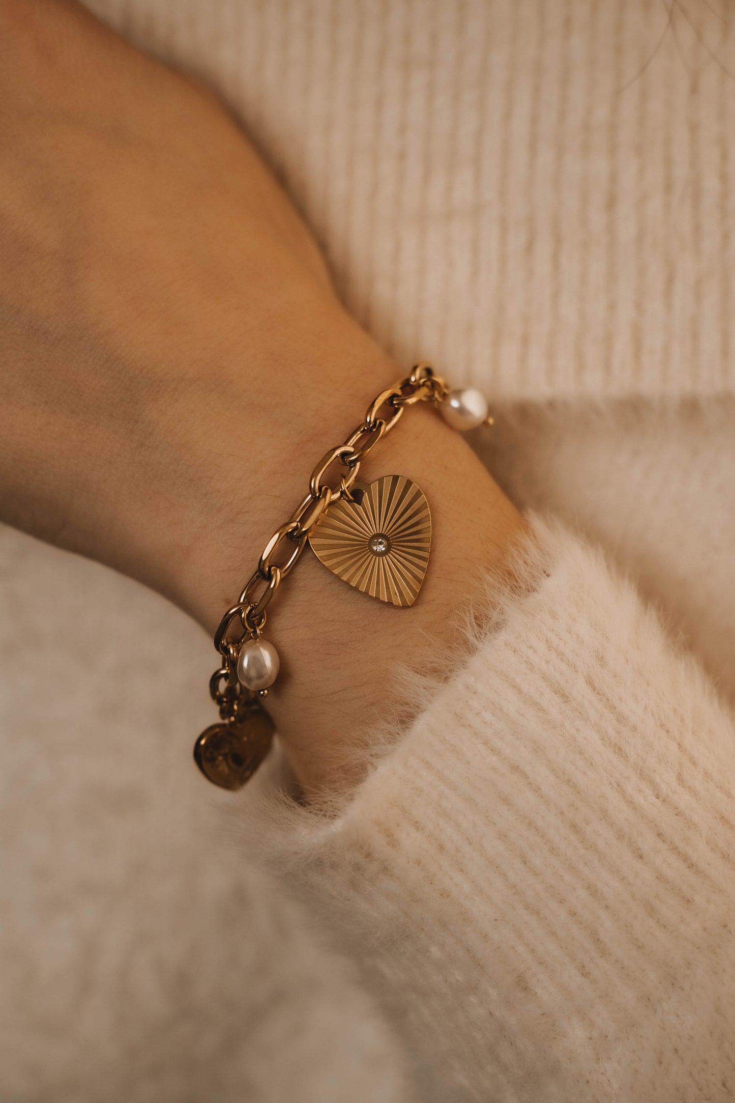 Calgary | Bracelet en acier inoxydable et pierres naturelles | Doré