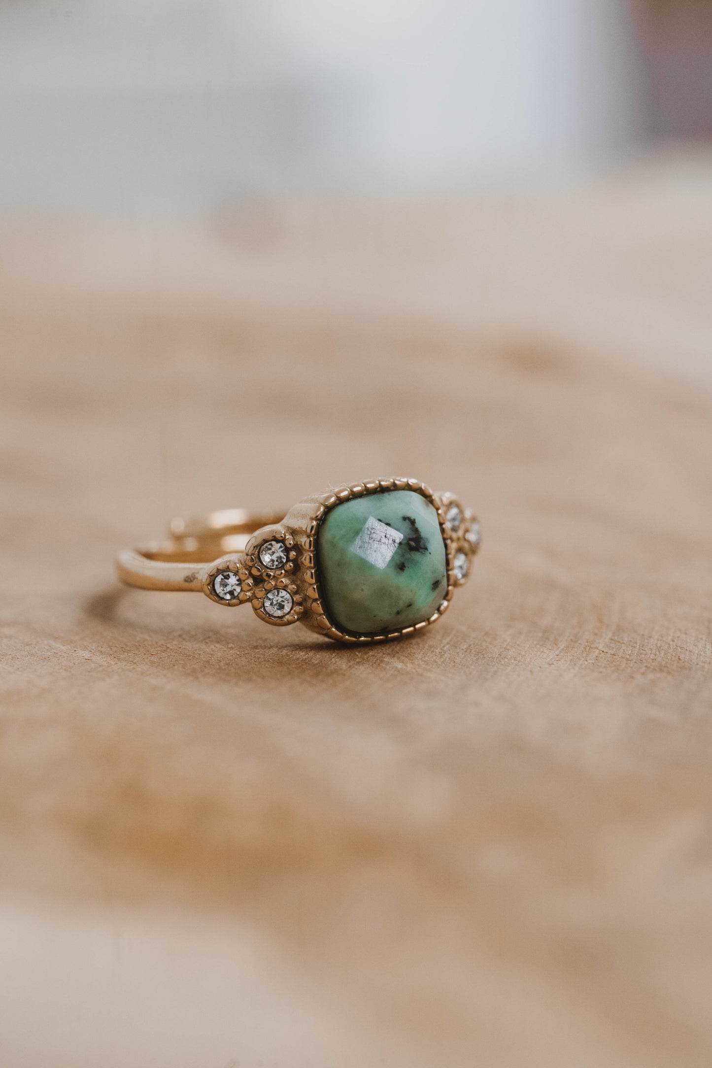 Nairobi | Bague en acier inoxydable et pierre naturelle | Turquoise Africaine | Doré