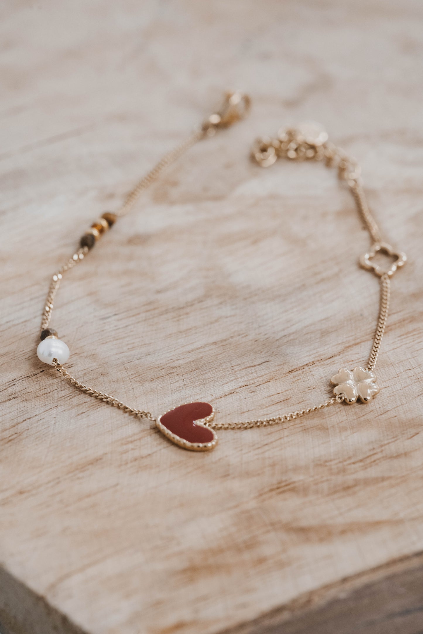 Bâle | Bracelet en acier inoxydable | Marron | Doré