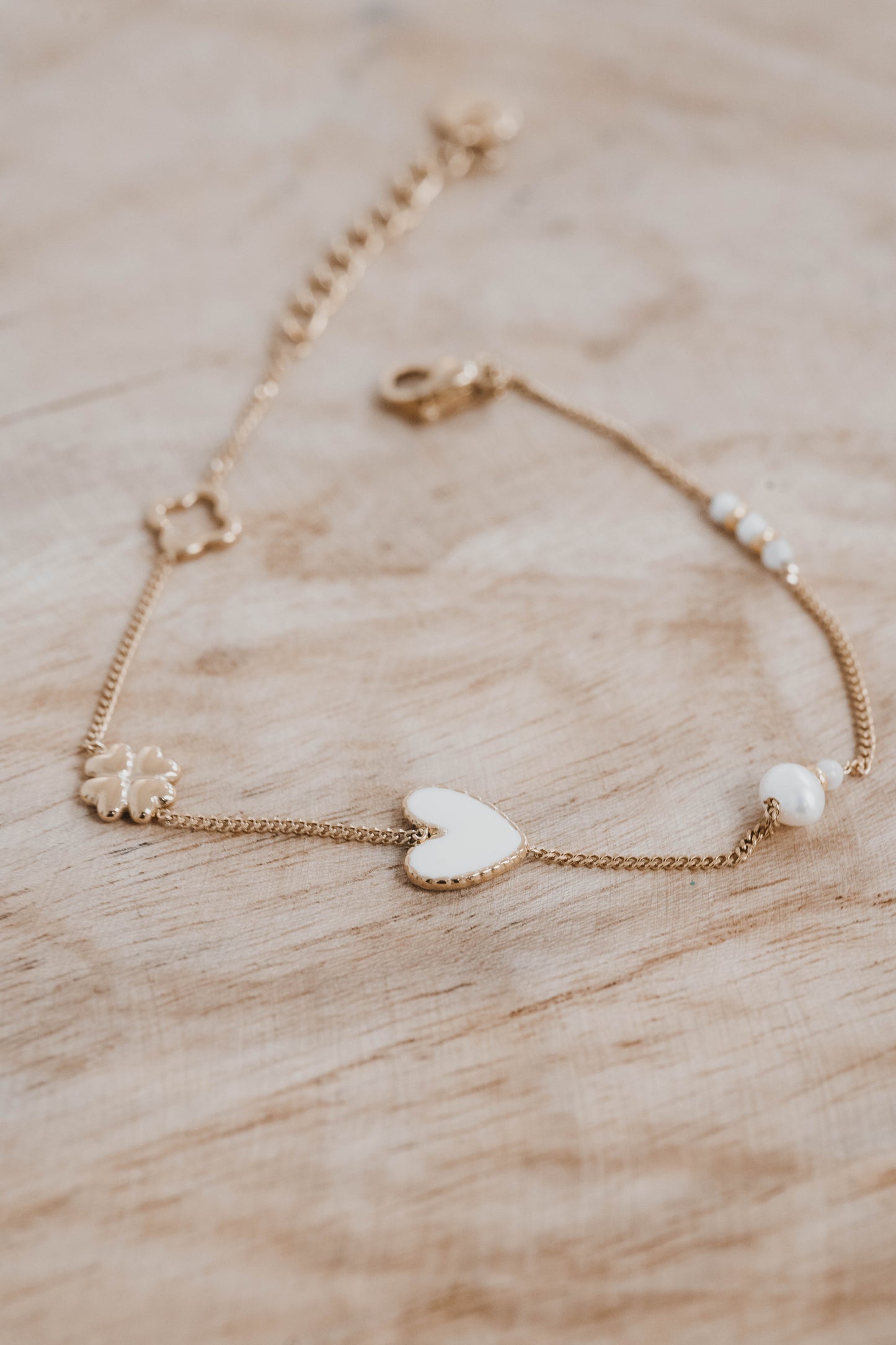 Bâle | Bracelet en acier inoxydable | Blanc | Doré