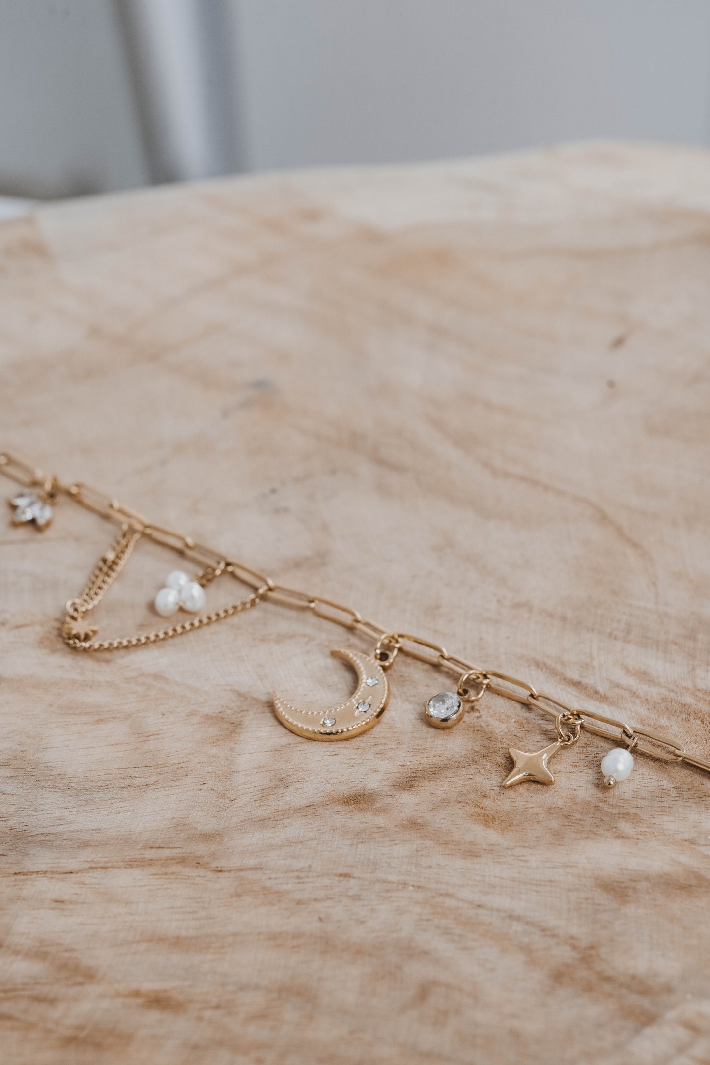 Stockholm | Bracelet en acier inoxydable et pierres naturelles | Perles d'eau douce | Doré