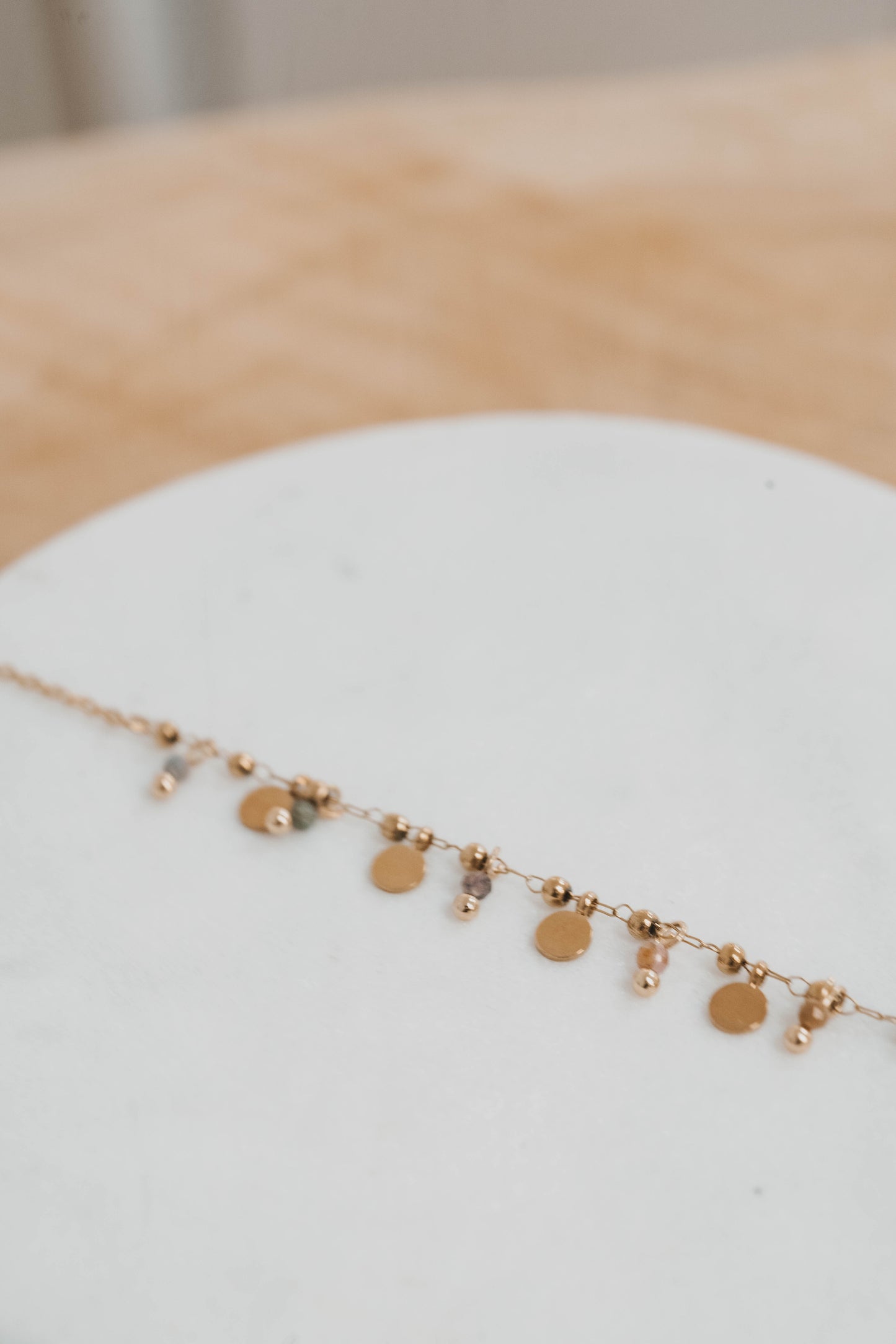 Sacramento | Bracelet en acier inoxydable et pierres naturelles | Tourmaline | Doré