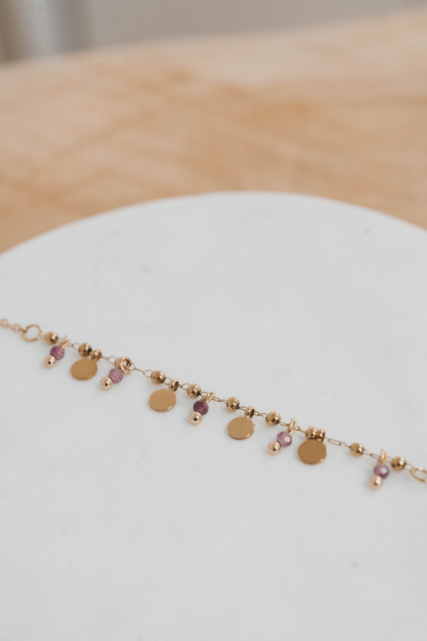 Sacramento | Bracelet en acier inoxydable | Améthyste | Doré